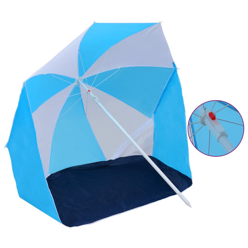 Beach Umbrella Shelter Blue and White 180 cm Fabric.