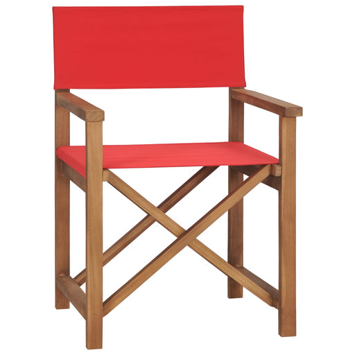 Director's Chair Solid Teak Wood Red.