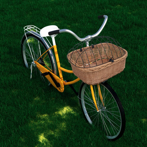 Bike Front Basket with Cover 50x45x35 cm Natural Willow.