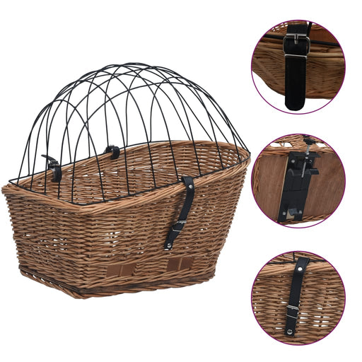 Bike Rear Basket with Cover 55x31x36 cm Natural Willow.