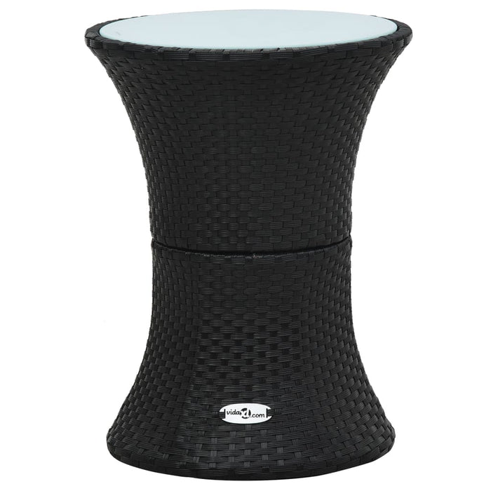 Garden Side Table Drum Shape Black Poly Rattan.