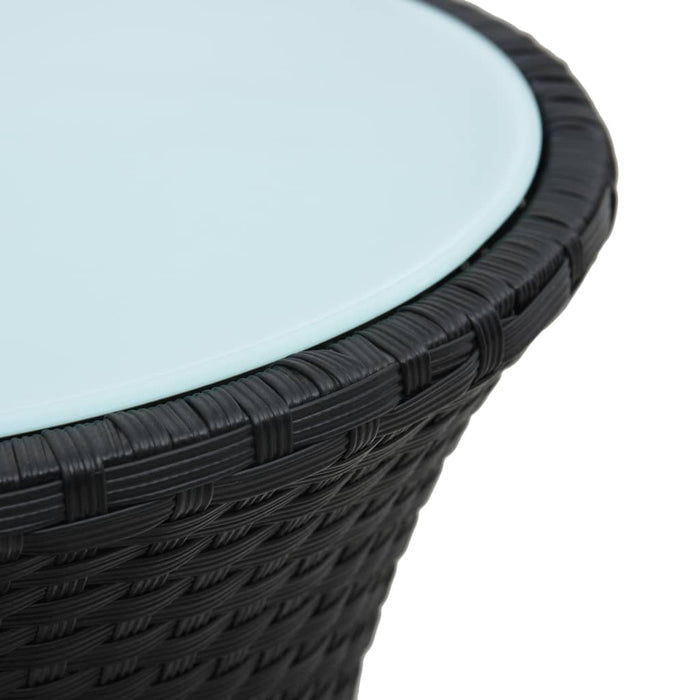 Garden Side Table Drum Shape Black Poly Rattan.