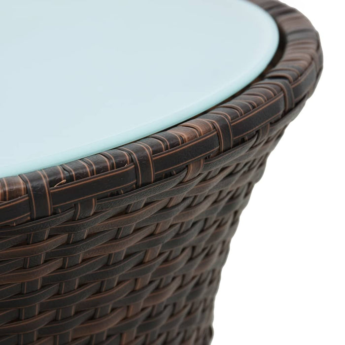 Garden Side Table Drum Shape Brown Poly Rattan.