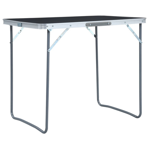 Foldable Camping Table with Metal Frame 80x60 cm Grey.
