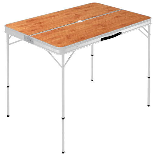 Folding Camping Table with 2 Benches Aluminium Brown.