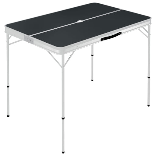 Folding Camping Table with 2 Benches Aluminium Grey.