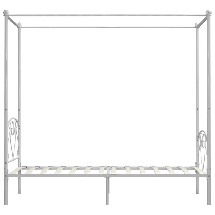 Canopy Bed Frame White Metal 100x200 cm.