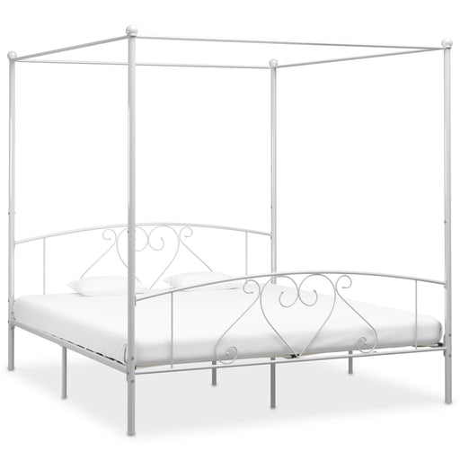 Canopy Bed Frame White Metal 6FT Super King.