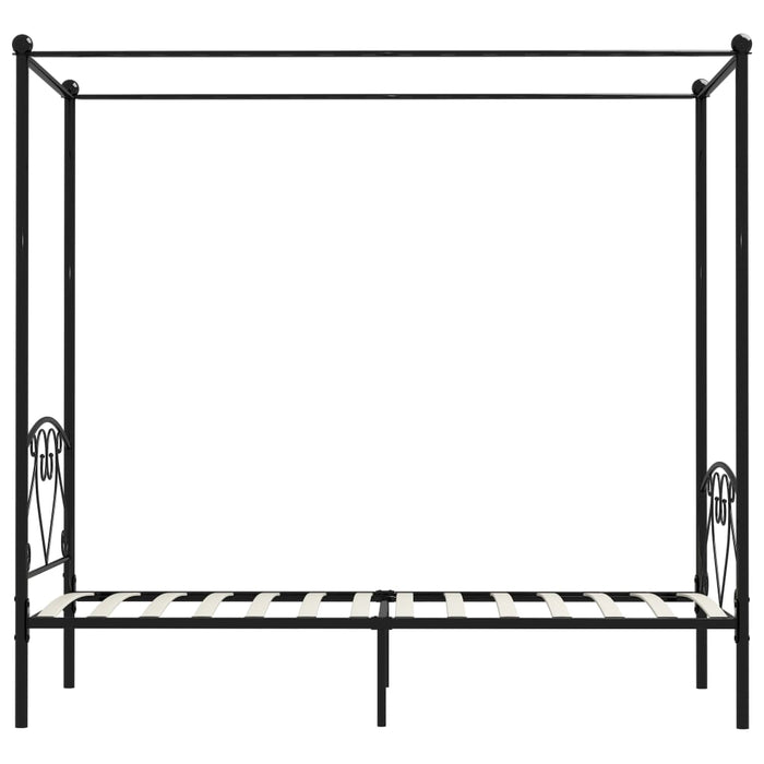 Canopy Bed Frame Black Metal 120x200 cm.