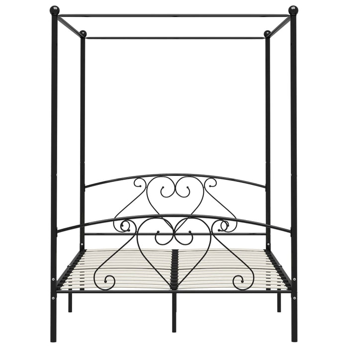 Canopy Bed Frame Black Metal 140x200 cm.