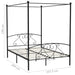 Canopy Bed Frame Black Metal 160x200 cm.