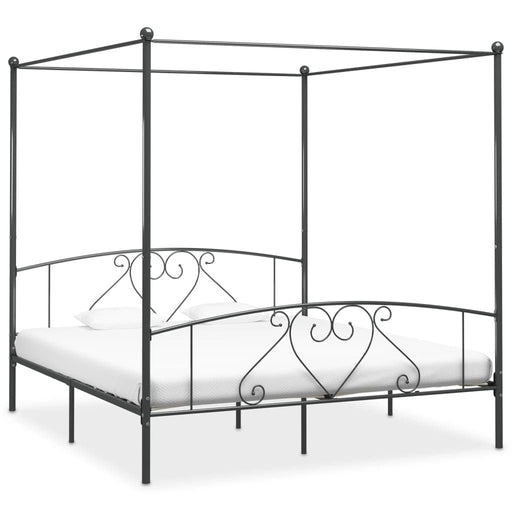 Canopy Bed Frame Grey Metal 200x200 cm.