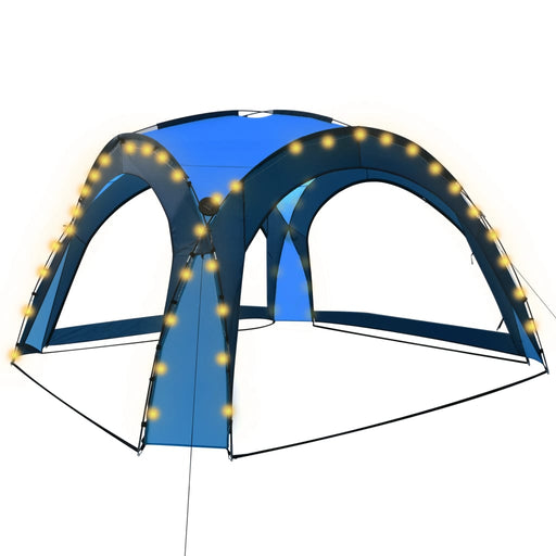 Party Tent with LED and 4 Sidewalls 3.6x3.6x2.3 m Blue.