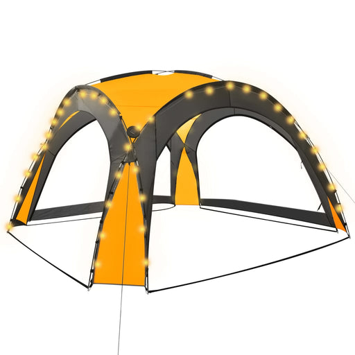 Party Tent with LED and 4 Sidewalls 3.6x3.6x2.3 m Yellow.