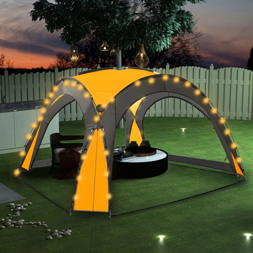 Party Tent with LED and 4 Sidewalls 3.6x3.6x2.3 m Yellow.