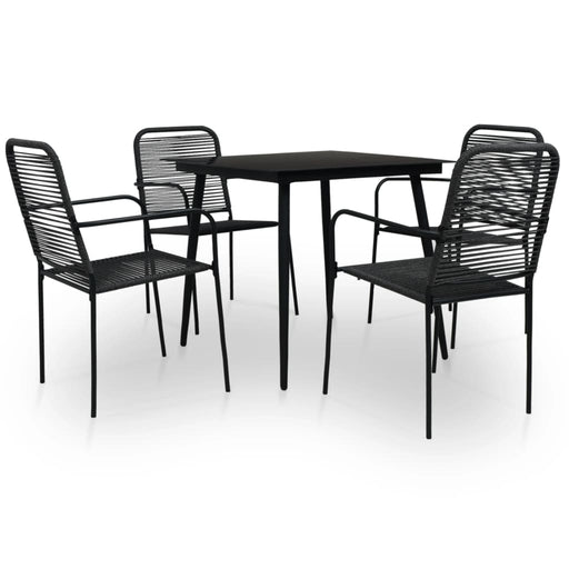 5 Piece Outdoor Dining Set Cotton Rope and Steel Black.