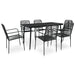 7 Piece Outdoor Dining Set Cotton Rope and Steel Black.