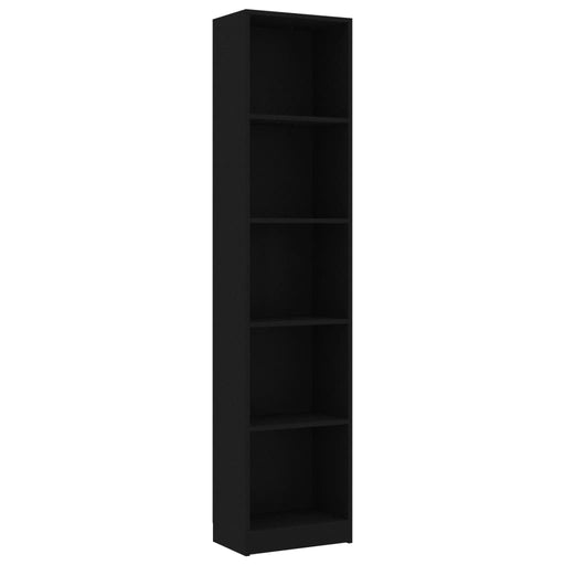 5-Tier Book Cabinet Black 40x24x175 cm Engineered Wood.