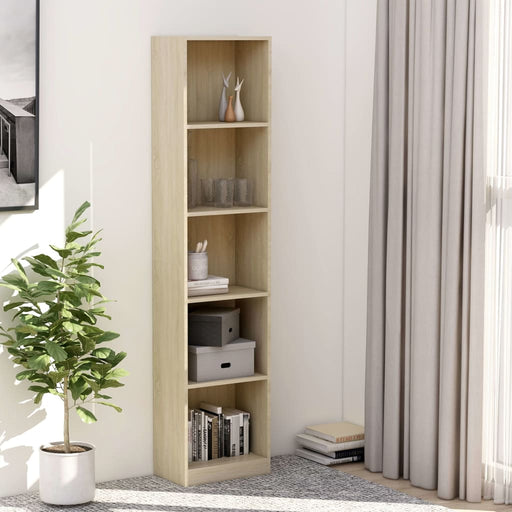 5-Tier Book Cabinet Sonoma Oak 40x24x175 cm Engineered Wood.
