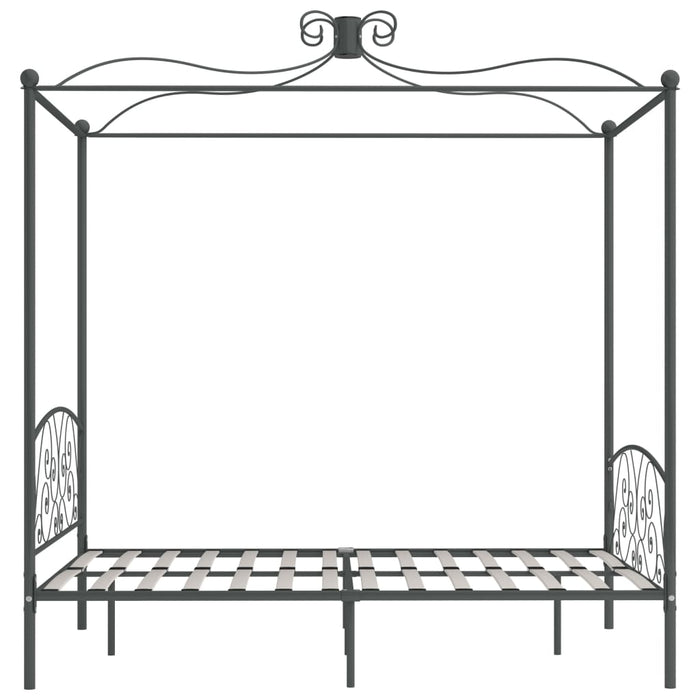 Canopy Bed Frame Grey Metal 140x200 cm.