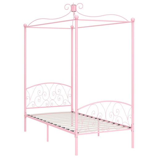 Canopy Bed Frame Pink Metal 100x200 cm.
