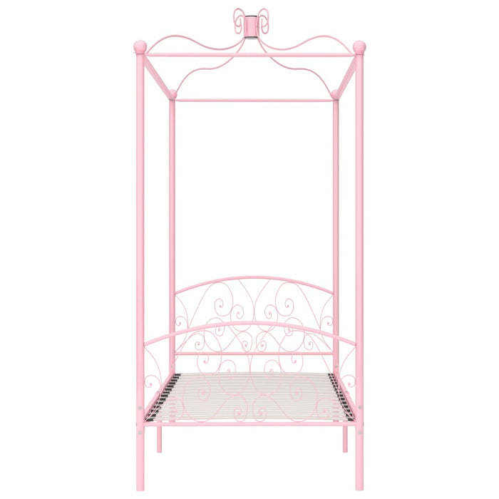 Canopy Bed Frame Pink Metal 100x200 cm.