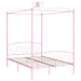 Canopy Bed Frame Pink Metal 140x200 cm.