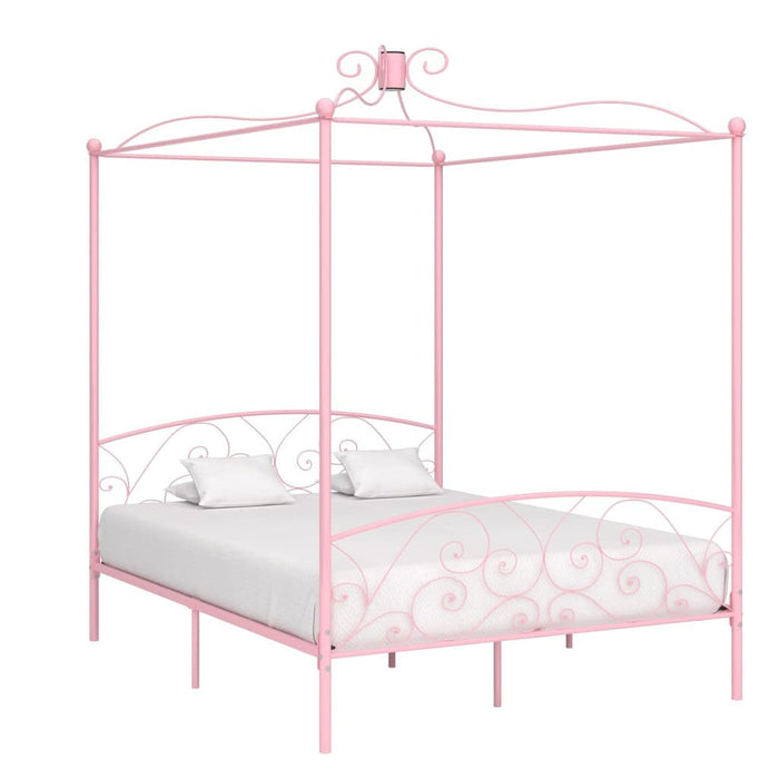 Canopy Bed Frame Pink Metal 180x200 cm 6FT Super King.