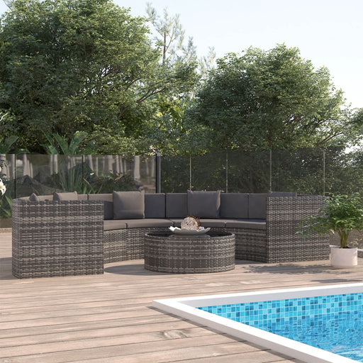 6 Piece Garden Lounge Set with Cushions Poly Rattan Grey (UK/IE/FI/NO Only).