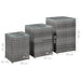 Side Tables 3 pcs with Glass Top Grey Poly Rattan.