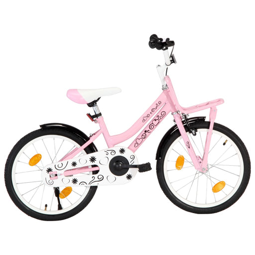 Kids Bike with Front Carrier 18 inch Pink and Black.