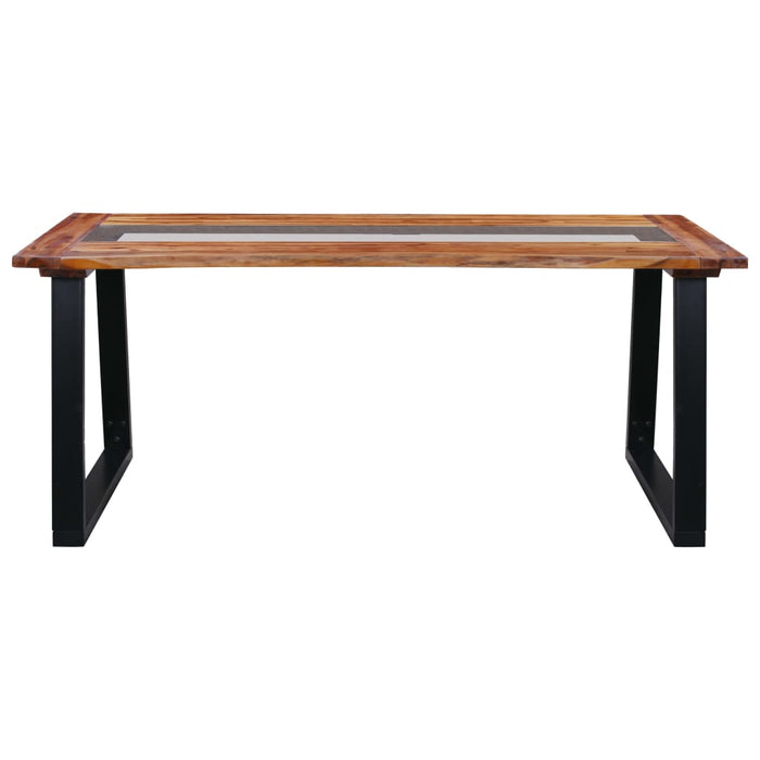 Dining Table 180x90x75 cm Solid Acacia Wood and Glass.