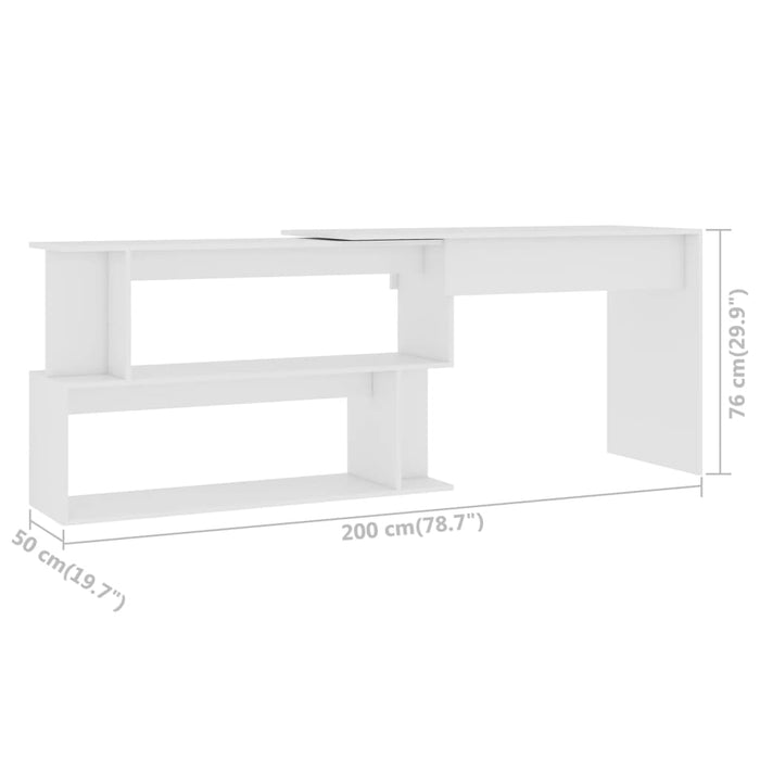 Corner Desk White 200x50x76 cm Engineered Wood.