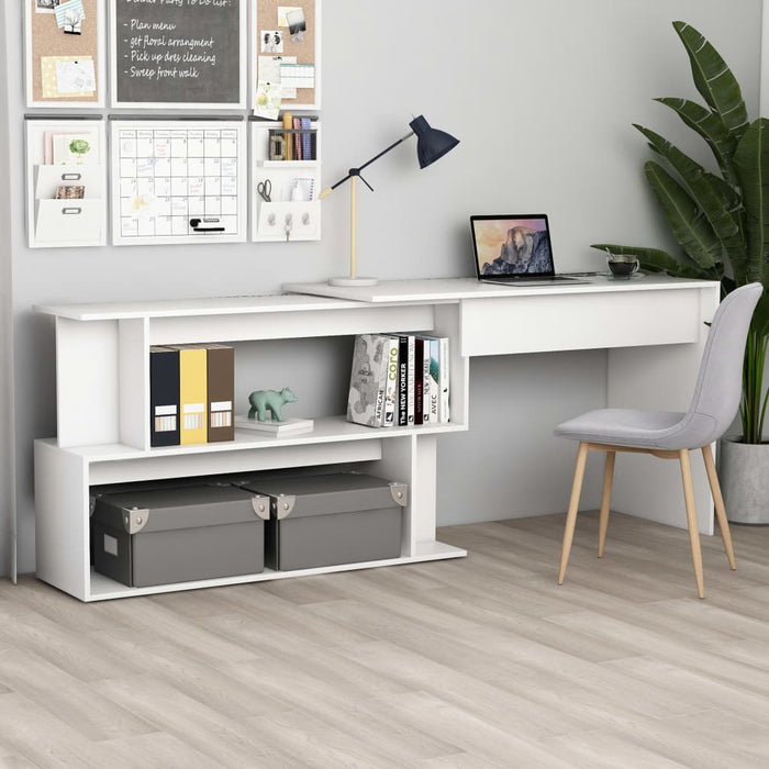 Corner Desk White 200x50x76 cm Engineered Wood.