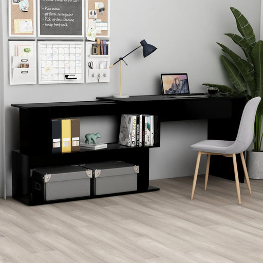 Corner Desk Black 200x50x76 cm Engineered Wood.