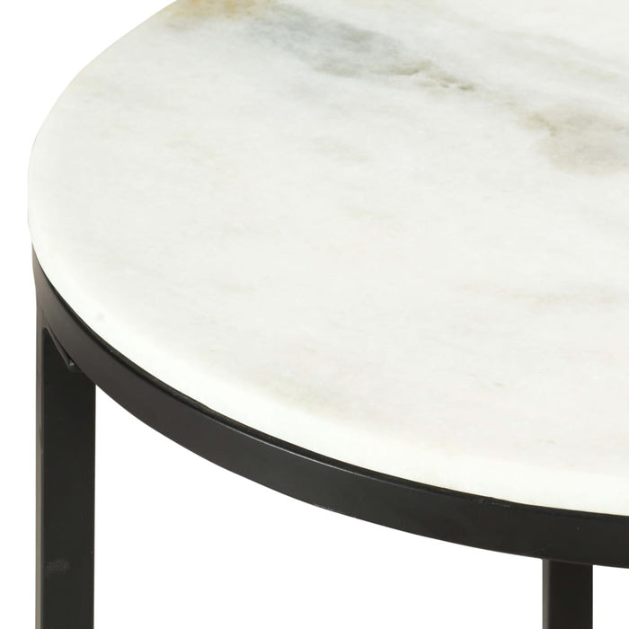 Coffee Table White and Black Ø50 cm Real Solid Marble