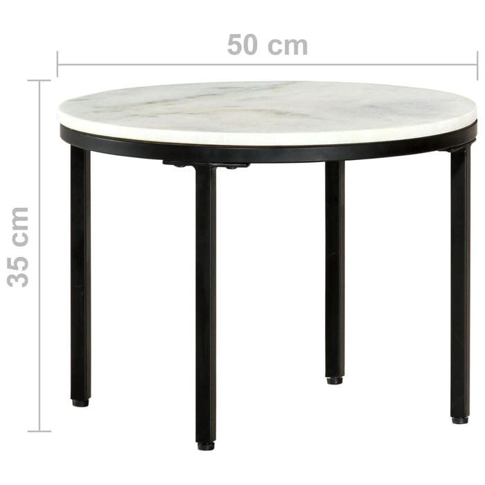 Coffee Table White and Black Ø50 cm Real Solid Marble