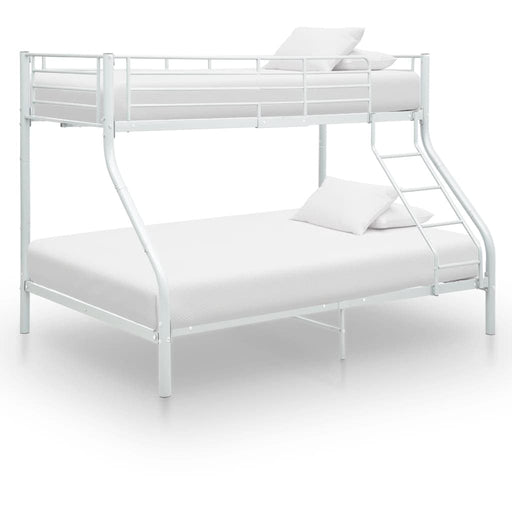 Bunk Bed Frame White Metal 140x200 cm/90x200 cm.