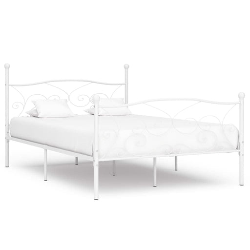 Bed Frame with Slatted Base White Metal 120x200 cm.