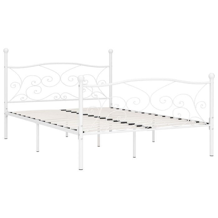 Bed Frame with Slatted Base White Metal 160 cm