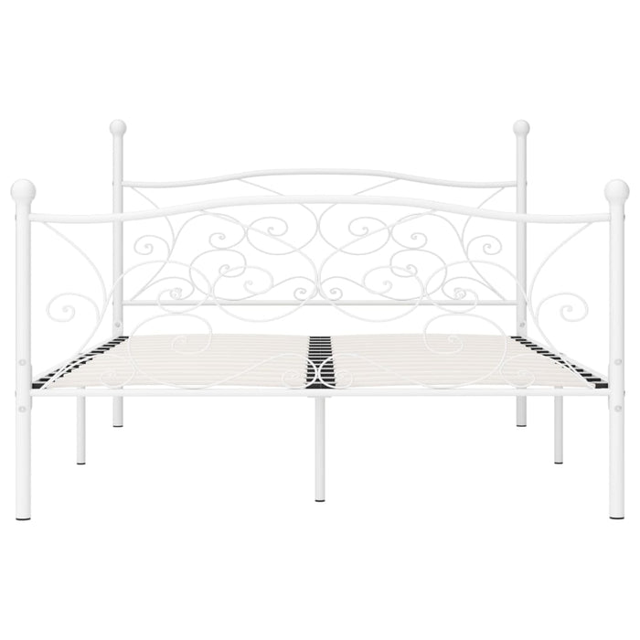 Bed Frame with Slatted Base White Metal 160 cm