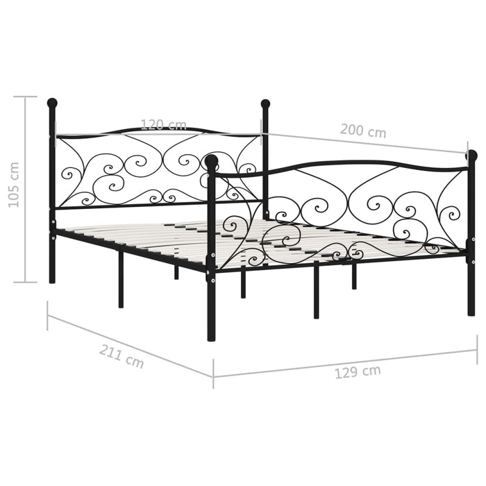Bed Frame with Slatted Base Black Metal 120 cm