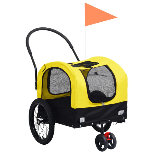 2-in-1 Pet Bike Trailer & Jogging Stroller Yellow and Black.