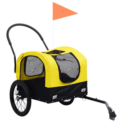2-in-1 Pet Bike Trailer & Jogging Stroller Yellow and Black.