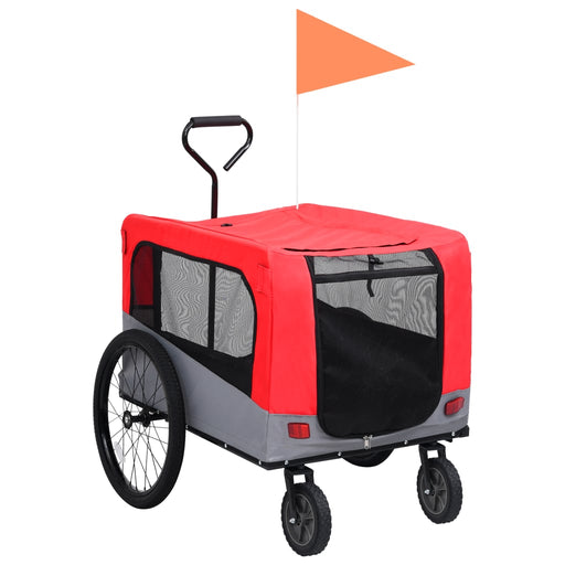 2-in-1 Pet Bike Trailer & Jogging Stroller Red and Grey.