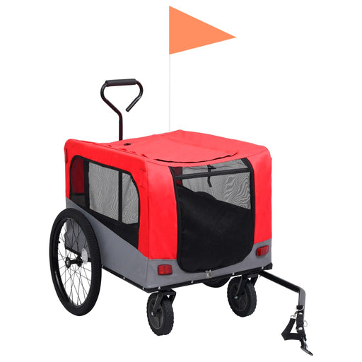 2-in-1 Pet Bike Trailer & Jogging Stroller Red and Grey.