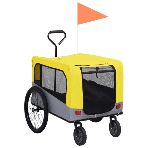 2-in-1 Pet Bike Trailer & Jogging Stroller Yellow and Grey.