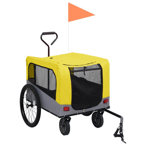 2-in-1 Pet Bike Trailer & Jogging Stroller Yellow and Grey.