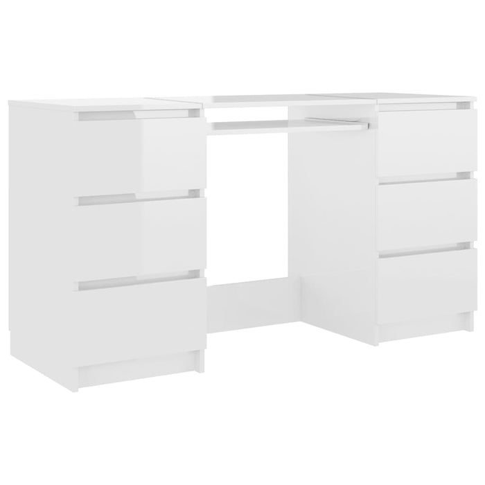 Writing Desk High Gloss White 140x50x77 cm Engineered Wood.