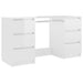 Writing Desk High Gloss White 140x50x77 cm Engineered Wood.